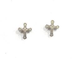 Ohrringe Kreuz von Asturien aus Sterlingsilber und Zirkonia, Silber, Zirkon von De Bussy