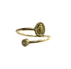 Ring der wundersamen Jungfrau aus Sterlingsilber und Zirkonia mit 18-karätigem Gold, Silber von De Bussy