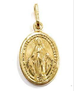 Wundertätige Jungfrau-Medaille in Sterlingsilber, 18 kt Goldabdeckung, 18 mm, Silber von De Bussy