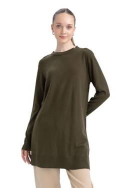 DeFacto Damen Oversize Shirt Tunika - Langarm Longshirt - Bequeme Tops für Damen -Lässiges Langarmshirt Regular Fit C Neck von DeFacto