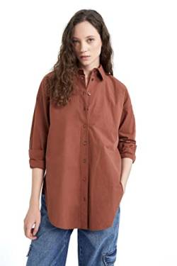 DeFacto Damen T5494AZ Tunic Shirt, Brown, L von DeFacto