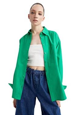 DeFacto Damen U7763AZ Tunic Shirt, Green, M von DeFacto