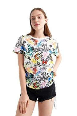 DeFacto Damen X2379az T-Shirt, Weiß, S EU von DeFacto