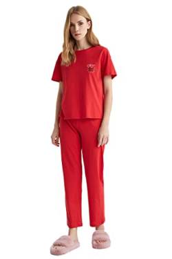 DeFacto Damen Z5338AZ Pajama Set, RED, S von DeFacto