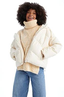 DeFacto Gesteppt Mantel Für Damen Steppjacke für Damen Ecru,S von DeFacto