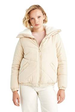 DeFacto Gesteppt Mantel Für Damen Steppjacke für Damen Ecru,XL von DeFacto