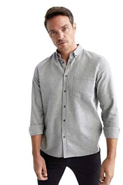 DeFacto Herren Langarm Shirt Langarm Hemden für Herren Grey Melange,XXL von DeFacto