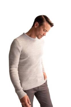DeFacto Herren Strick Pullover Langarm Rundhalsausschnitt Sweater - Slim fit Pulli für Herren Oberteile (LT.Grey Melange,XS) von DeFacto