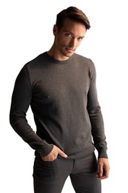 DeFacto Herren Strick Pullover Langarm Rundhalsausschnitt Sweater - Slim fit Pulli für Herren Oberteile Anthra,M von DeFacto