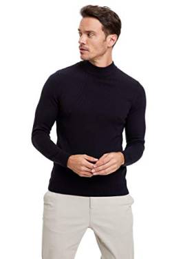DeFacto Herren Strick Pullover Langarm Rundhalsausschnitt Sweater - Slim fit Pulli für Herren Oberteile Navy,3XL von DeFacto