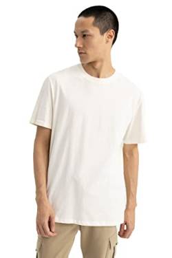 DeFacto Herren V7699az T-Shirt, Ecru, M EU von DeFacto