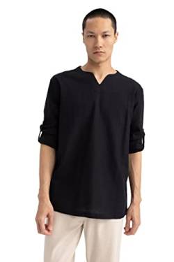 DeFacto Herren X6919AZ Tunic Shirt, Black, XL von DeFacto