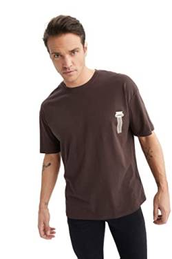 DeFacto Herren Z6082az T-Shirt, Brown, M EU von DeFacto