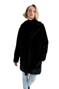 DeFacto Kunstpelz Mantel für Damen Damen Kuntstpelz Jacke für Damen Black,XS von DeFacto