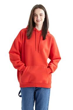 DeFacto Langarm Pullover Damen - Rundhalsausschnitt Sweatshirt für DamenRED,S von DeFacto