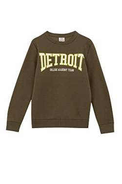 DeFacto Langarm Pullover Jungen - Rundhalsausschnitt Sweatshirt für JungenKhaki,6/7 Y von DeFacto