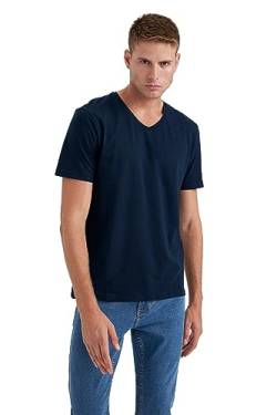 DeFacto Men's B0646AX T-Shirt, Navy, Medium von DeFacto