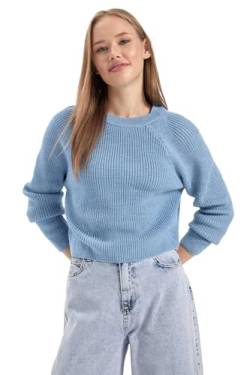 DeFacto Pullover Damen Langarm Blusen & Tuniken - Pullover Damen Winter Sweater Regular Fit Crew Neck von DeFacto