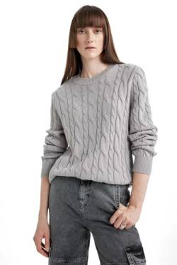 DeFacto Pullover Damen Langarm Blusen & Tuniken - Pullover Damen Winter Sweater Relax Fit Crew Neck von DeFacto