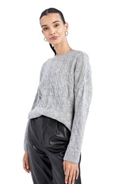 DeFacto Pullover Normal Passform für Damen - Rollkragenpullover Pulli für Oberteile Damen Grey Melange,S von DeFacto