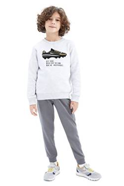 DeFacto Trainingsanzug für Jungen Sweatshirt und Jogginghose Pack für Jungen Optic LT.Grey Melange,11/12 Y von DeFacto