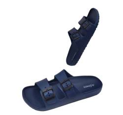 DeFonseca Sandalen Slip On Gummi Herren Sommer Zwei verstellbare Bänder Kratzfeste Sohle für Haus, Garten, Strand, Meer, umweltfreundliche Produktion, italienische Marke.., blau, 40 EU von DeFonseca