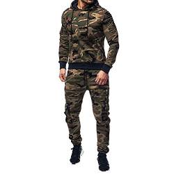 DeHolifer Herren Jogginganzug Sportanzug Jogging Hose Jacke Army Camouflage Sportanzug Military Fitness Jogginganzug Sportanzug Hoodie und Hose Camouflage Trainingsanzug M-3XL von DeHolifer