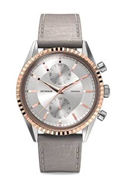 DeTomaso ARMONIA Chronograph Rose Silber Damen-Armbanduhr Analog Quarz Lederarmband Grau von DeTomaso