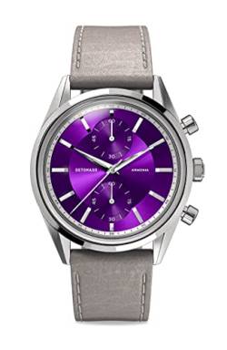 DeTomaso ARMONIA Chronograph Violett Damen-Armbanduhr Analog Quarz Lederarmband Grau von DeTomaso