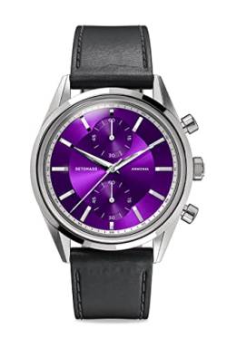 DeTomaso ARMONIA Chronograph Violett Damen-Armbanduhr Analog Quarz Lederarmband Schwarz von DeTomaso