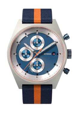 DeTomaso D10 Chrono SOLAR Gray Blue Grau Blau Herren-Armbanduhr Analog Solar #Tide Ocean Material® Armband Blau Orange von DeTomaso