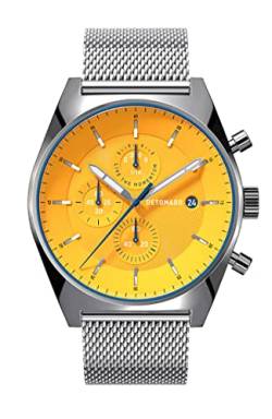 DeTomaso D10 Chrono Silver Yellow Silber Gelb Herren-Armbanduhr Analog Quarz Milanese Armband Silber von DeTomaso