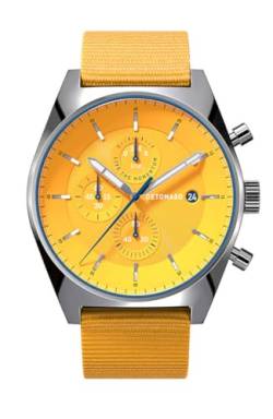 DeTomaso D10 Chrono Silver Yellow Silber Gelb Herren-Armbanduhr Analog Quarz #Tide Ocean Material® Armband Gelb von DeTomaso