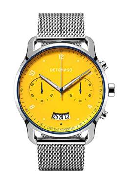 DeTomaso SORPASSO Giallo Silber Gelb Herren-Armbanduhr Analog Quarz Mesh Milanese Silber Polished von DeTomaso