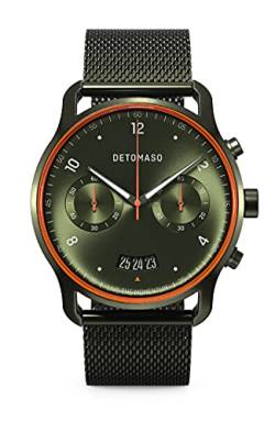 DeTomaso SORPASSO Velocita Olive Orange Herren-Armbanduhr Analog Quarz Mesh Milanese Olive Brushed von DeTomaso