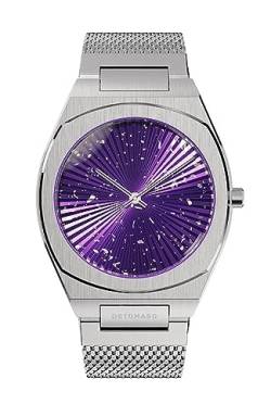 DeTomaso VOLTRE Purple Burst Silber Lila Damen-Armbanduhr Analog Quarz Mesh Milanese Armband Silber von DeTomaso