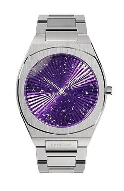DeTomaso VOLTRE Purple Burst Silber Lila Damen-Armbanduhr Analog Quarz Stahl Armband Silber von DeTomaso