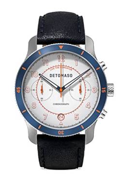 DeTomaso Venture Chronograph Limited Edition White Blue - Leather Dark Blue von DeTomaso