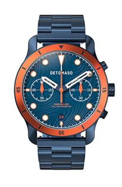 DeTomaso Venture Chronograph TOPO Blue Blau Herren-Armbanduhr Analog Quarz Edelstahlarmband Dunkelbalu von DeTomaso