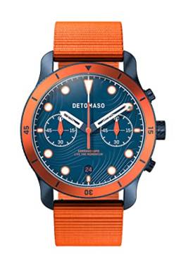 DeTomaso Venture Chronograph TOPO Blue Blau Herren-Armbanduhr Analog Quarz Nylon Armband Orange von DeTomaso