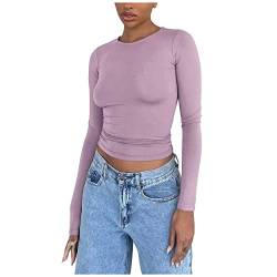 Crop Tops Damen Langarm,Y2k Top,Crop Top Langarm,Basic Langarmshirt Damen,Sexy Rückenfreies Oberteil,T Shirt Damen Slim Fit,Enges Oberteile Damen Party,Cropped Pullover Tee,T-Shirts für Frauen von DeaAmyGline