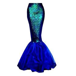 Damen Meerjungfrauen Rock Glitzer Pailletten WickelrockTüllrock Fischschwanz Lustige Maxirock für Karneval Kostüm Abendkleid Prinzessin Cosplay Party Halloween von DeaAmyGline