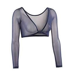 Damen Seamless Arm Shaper Crop Top 3/4 Ärmel Mesh Transparente Shapewear Unterwäsche Figurformende Tops Vorder- und Rückseite Reversibel Shape Body Shirt Bluse Oberteile von DeaAmyGline