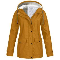 DeaAmyGline Regenjacke Damen Wasserdicht Atmungsaktiv Softshelljacke Winterjacke Regenmantel Mit Kapuze Windbreaker Übergangsjacke Herbst Winter Jacke Outdoorjacke,Gr.34-50 EU von DeaAmyGline