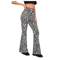 DeaAmyGline Schlaghose Damen Weite Hose Zebra-Streifen Skinny Sommerhose Haremshose Caprihose Freizeithose Paperbag Hosen Pumphose Stoffhose von DeaAmyGline
