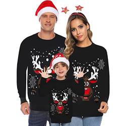 DeaAmyGline Weihnachtspullover Familie Set Prtnerlook Weihnachtspulli Lustig Weihnachts Sweatshirt Pärchen Pullover Weihnachten Langarm Weihnachtsshirt für Damen Herren Kinder Mädchen Jungen von DeaAmyGline