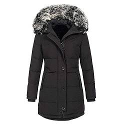 DeaAmyGline Winterjacke Damen Daunenjacke Lang mit Fellkapuze Warme Plüschfutter Winter Jacke Mantel Parka Puffer Wintermantel Steppjacke Winterparka Baumwolljacke Daunenmantel Steppmantel von DeaAmyGline