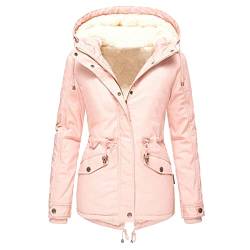 DeaAmyGline Winterjacke Damen Teddyfell Gefüttert Winter Jacke Parka Warme Wintermantel mit Fellkapuze Dicke Mantel Kapuzenjacke Winterparka Damenjacken Baumwolljacke von DeaAmyGline