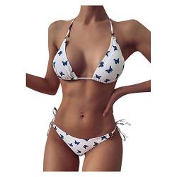 DeaAmyline Bikini Set Damen Push Up Set Badeanzug Sexy Neckholder Triangel Schmetterling Druck Boho Zweiteiliger Bademode Strand Swimsuit Bikinioberteil Bikinihose Badeanzüge Schwimmanzug von DeaAmyGline