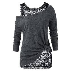 Spitzen Oberteile Damen Elegant ,Zweiteiliges Set Langarmshirt Pullover Bluse Langarm Schulterfreies Große Größen Lockere Lässig Party Oberteil Festliches Blusen & Tuniken für Damen Tunika Top Tee von DeaAmyGline